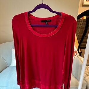 White House Black Market Red Blouse Scoop Neckline